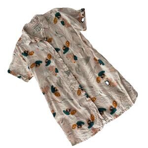 Rachel Zoe Linen Shirt Dress Womens Large Pink Watercolor Floral Summer Vacation